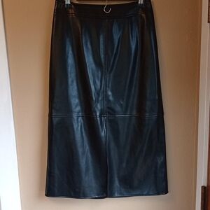 Worthington Vintage Black Foe Leather A Line Pencil Skirt Size S